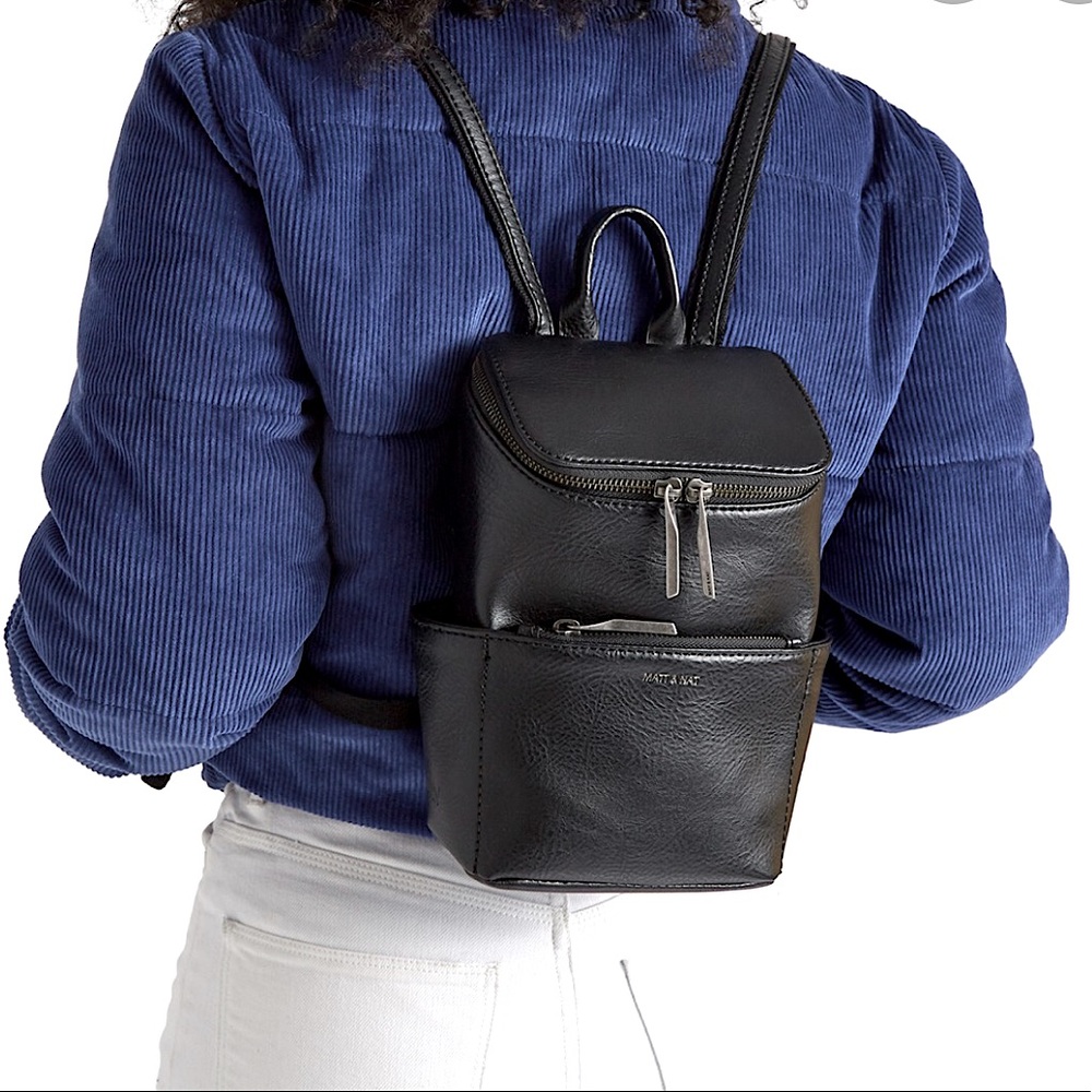 Matt & Nat Mini Backpack Black Brave Dwell Silver